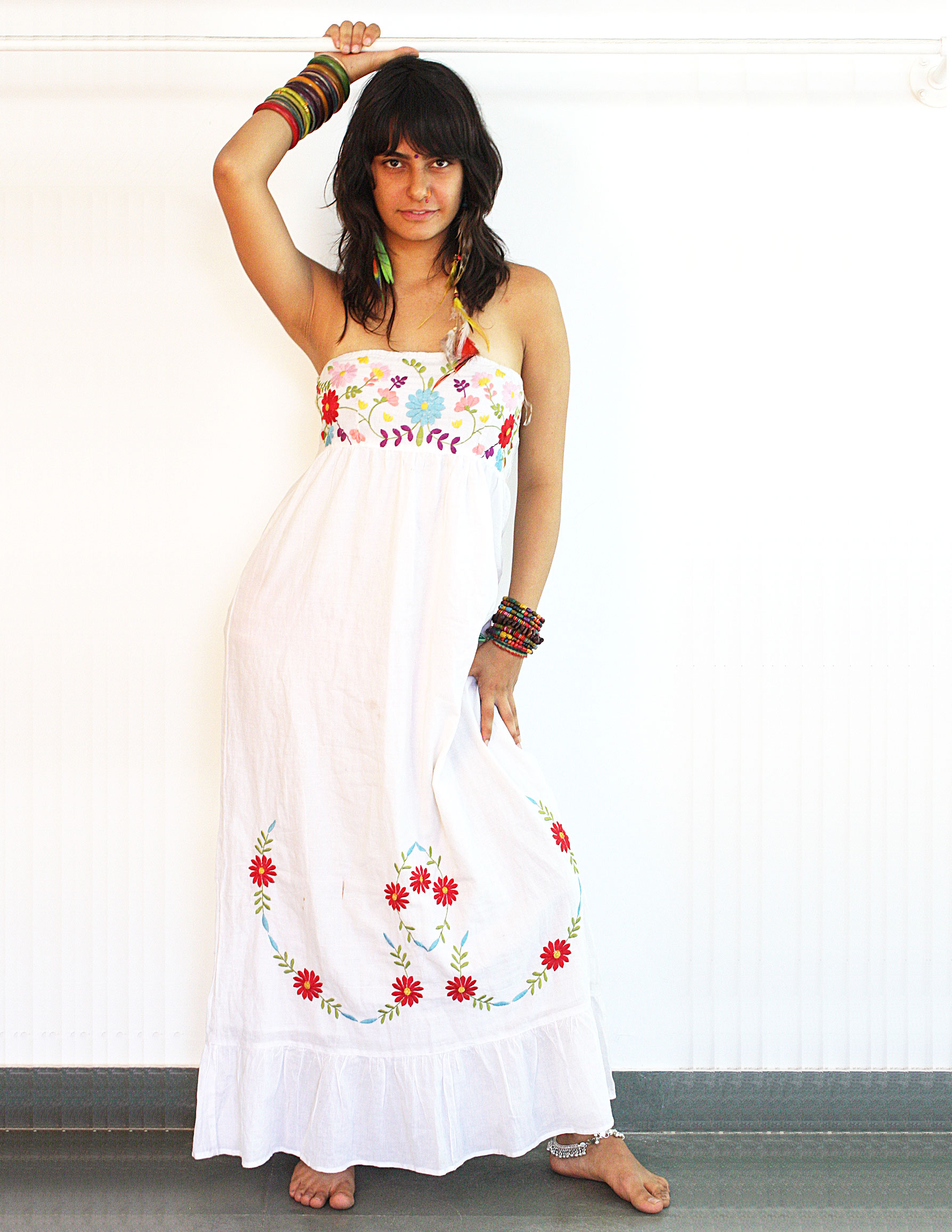 Ladies Dresses - Cotton Printed Dress and Cotton Hand Embroidered Dress